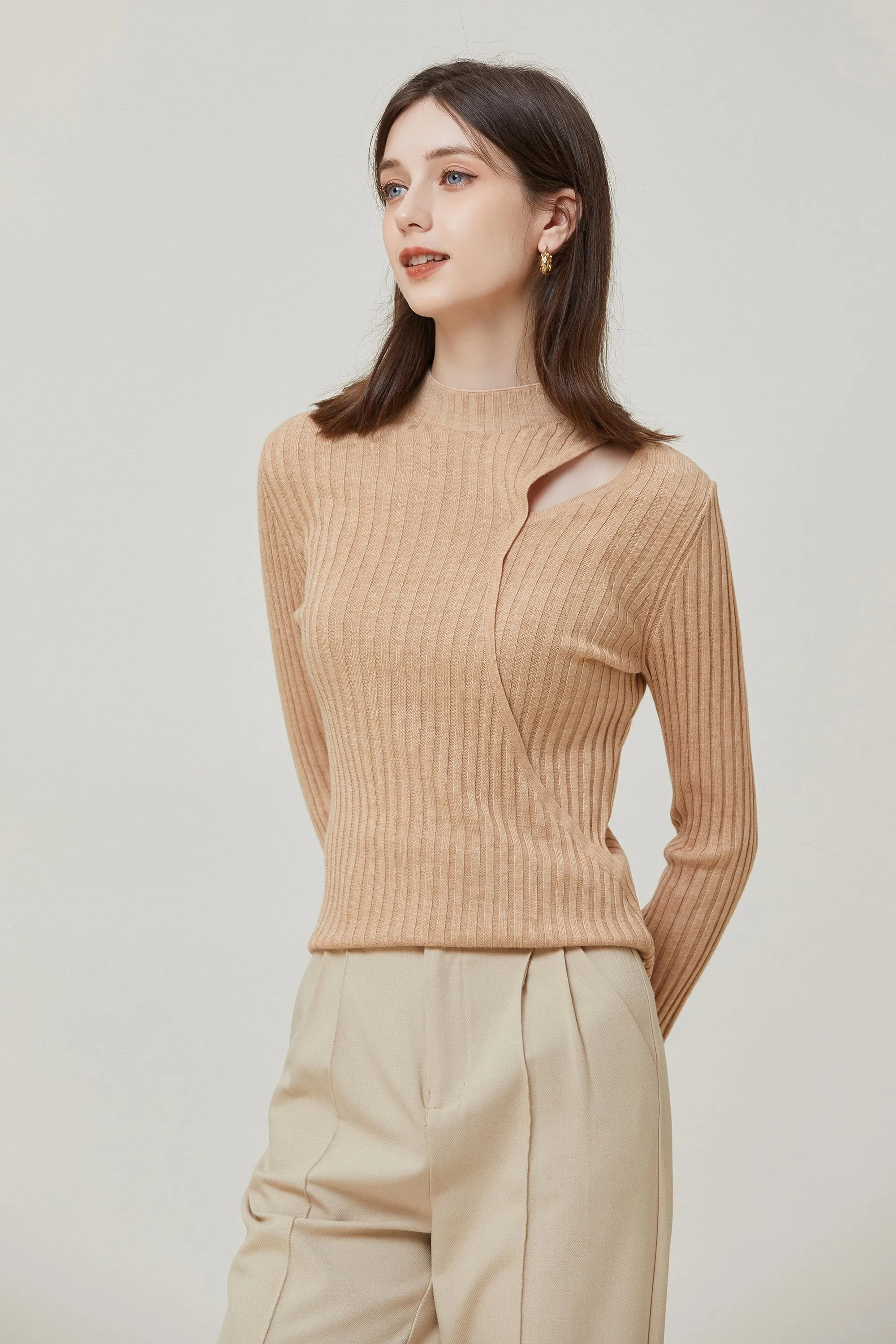 Sylphide | Noele Apricot Cut Out Wool Sweater