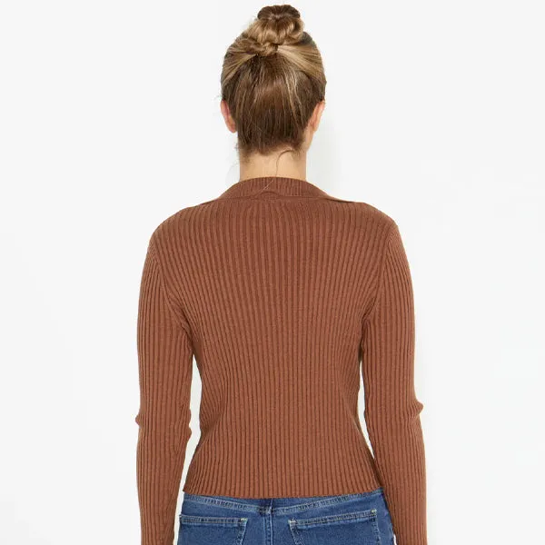 Talana Collared Knit - Brown