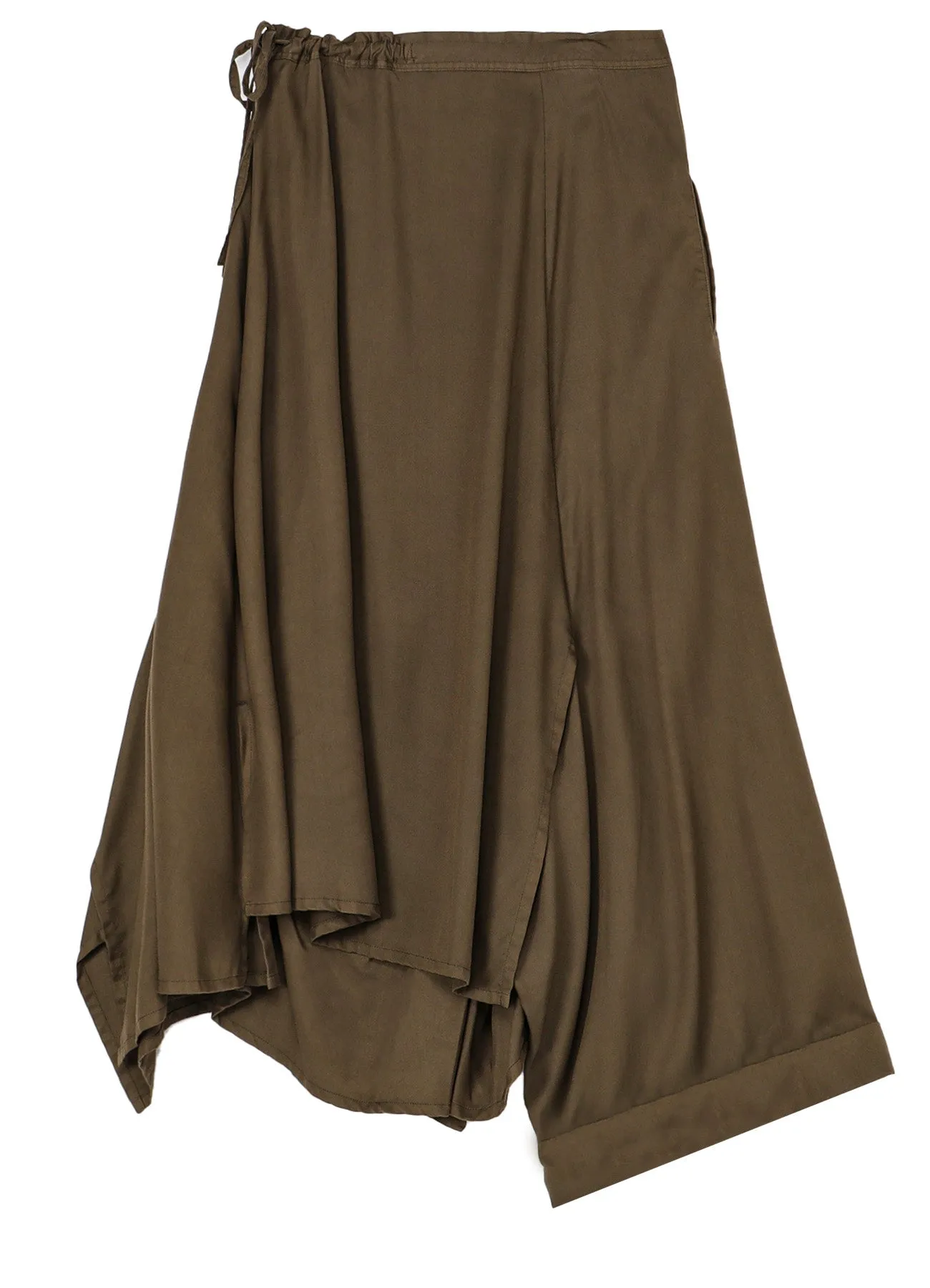 TENCEL PIGMENT DYEING DRAPED GATHED DETAIL SKIRT