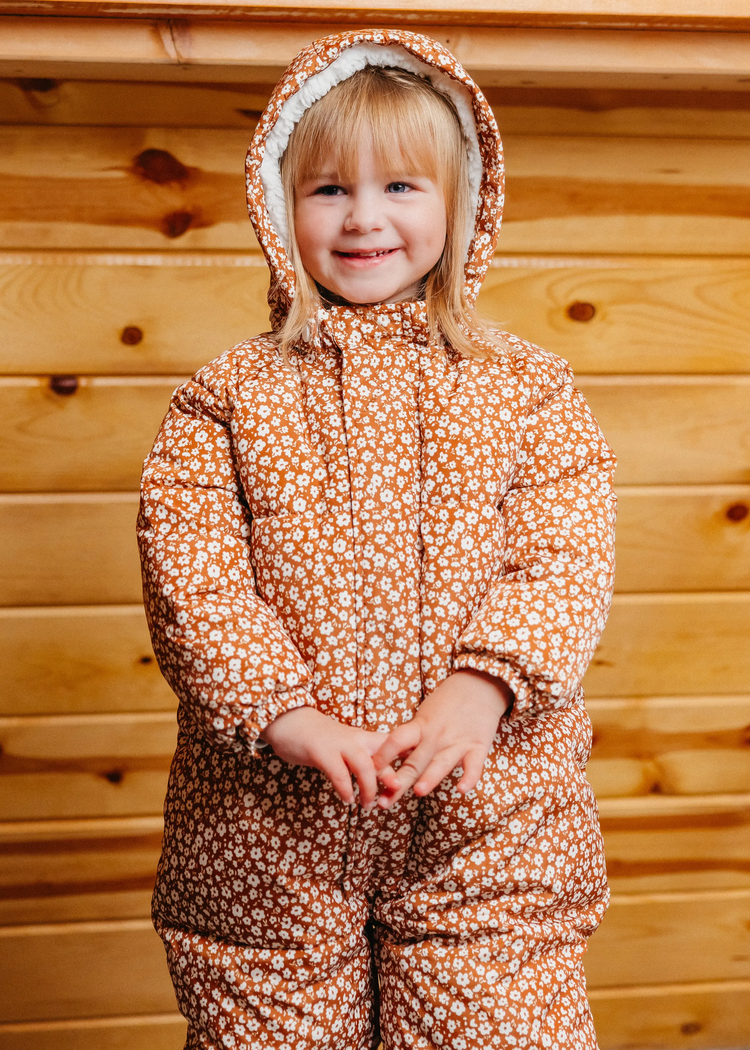 The Marshmallow Snow Suit | Brown Ditsy Floral