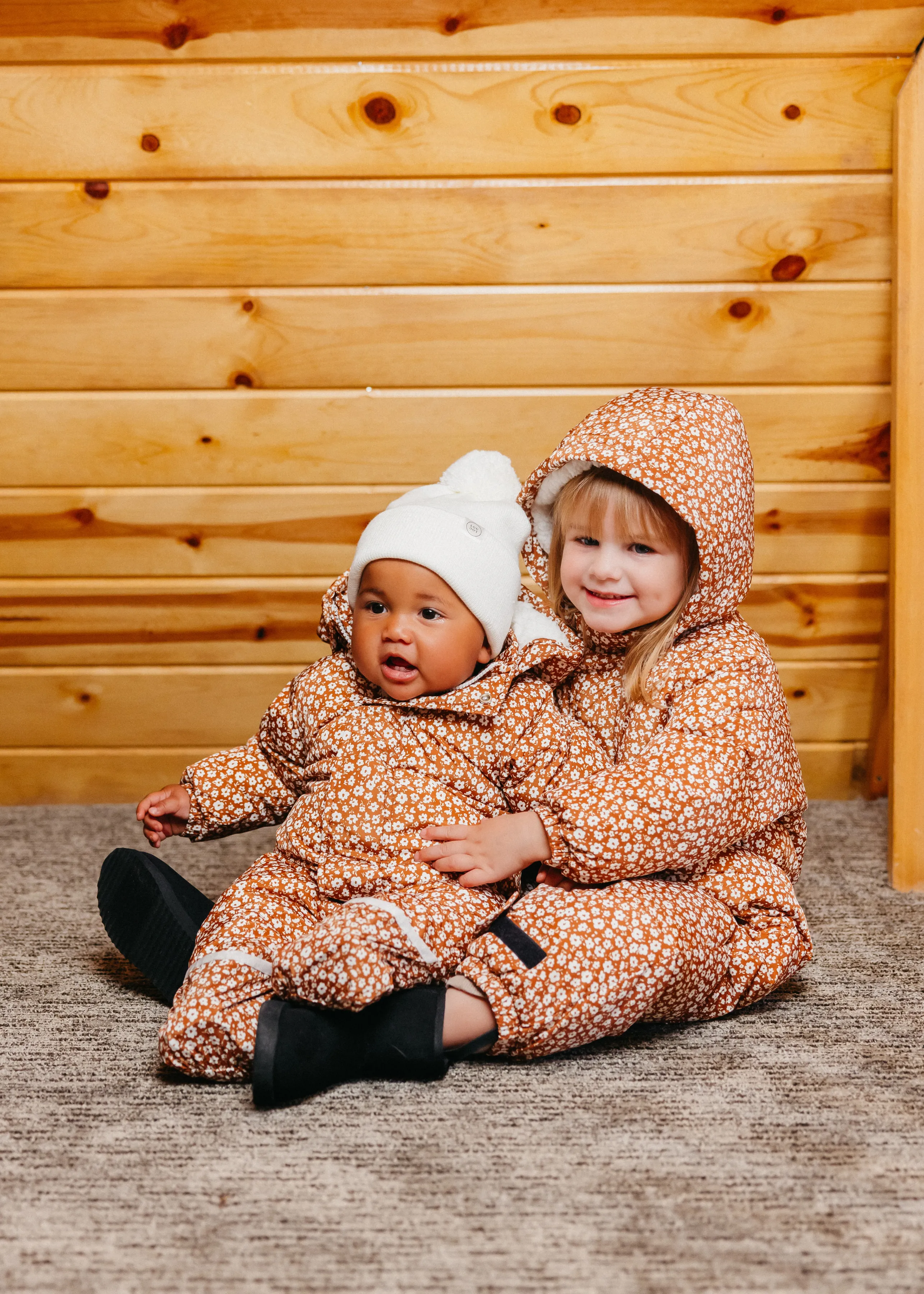 The Marshmallow Snow Suit | Brown Ditsy Floral