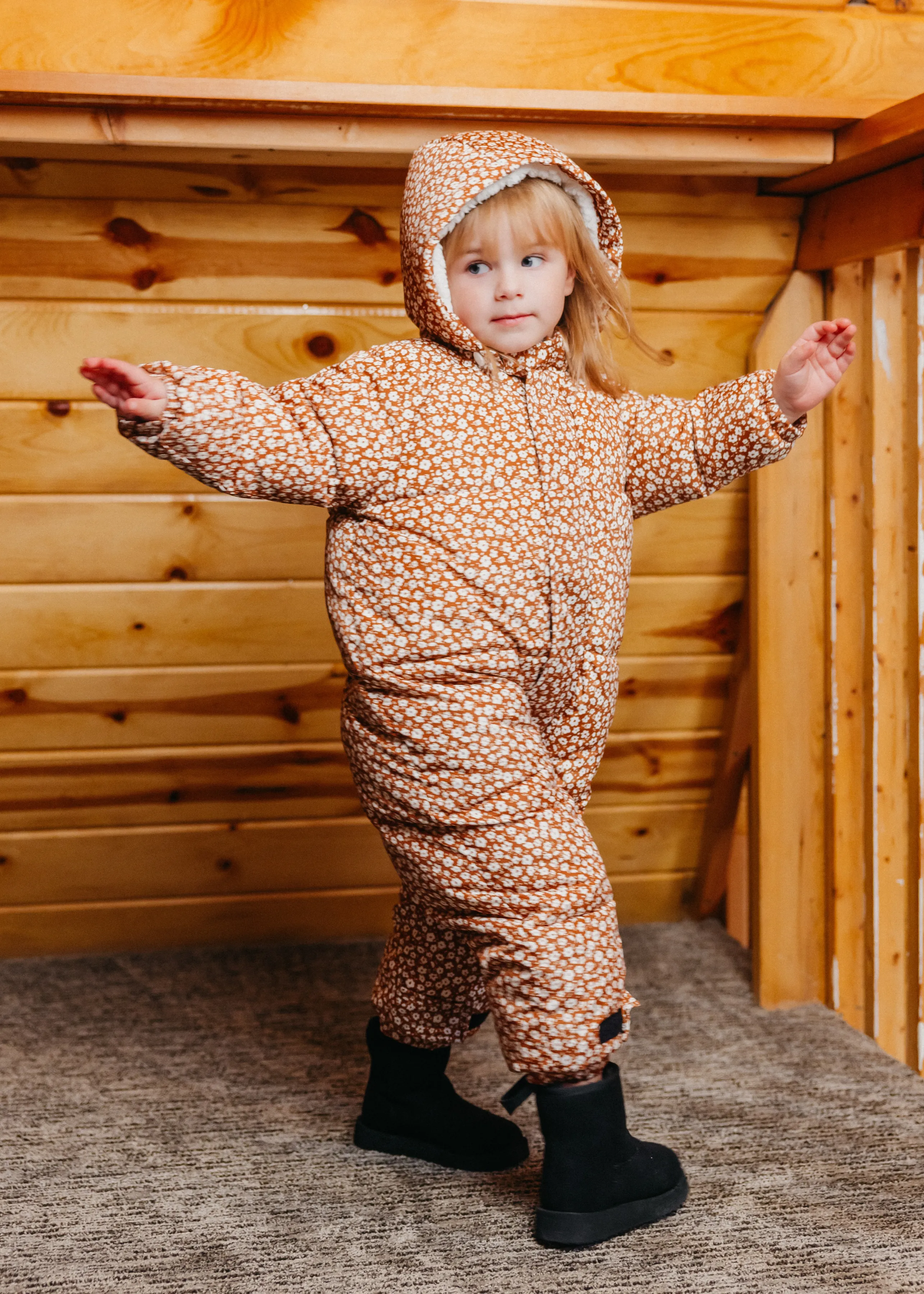 The Marshmallow Snow Suit | Brown Ditsy Floral