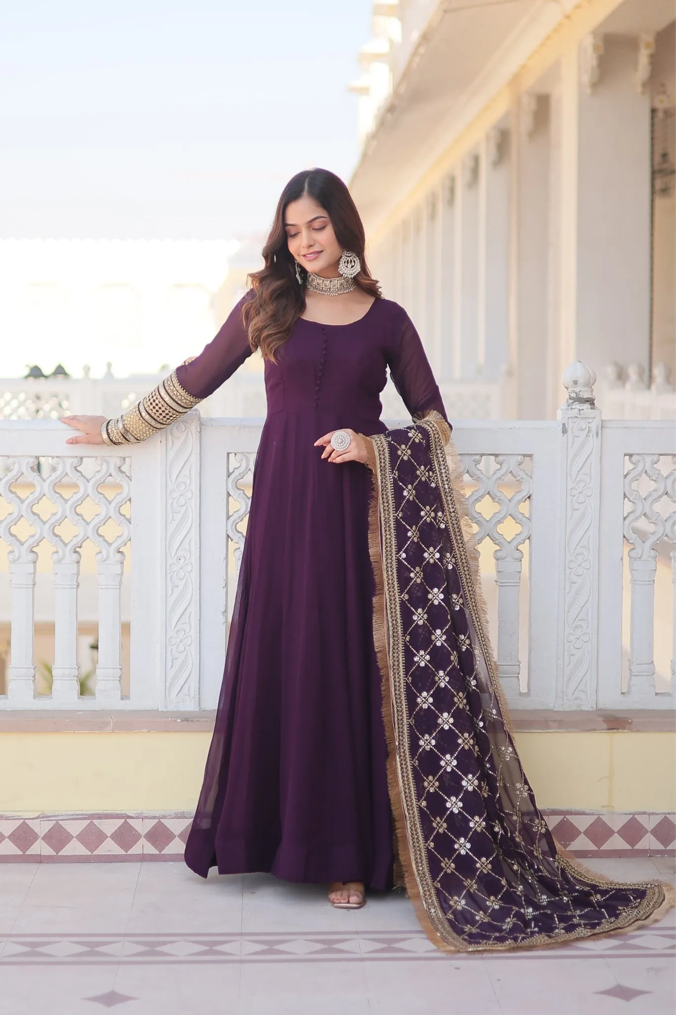 The Perfect Attractive Gown with Dupatta Set