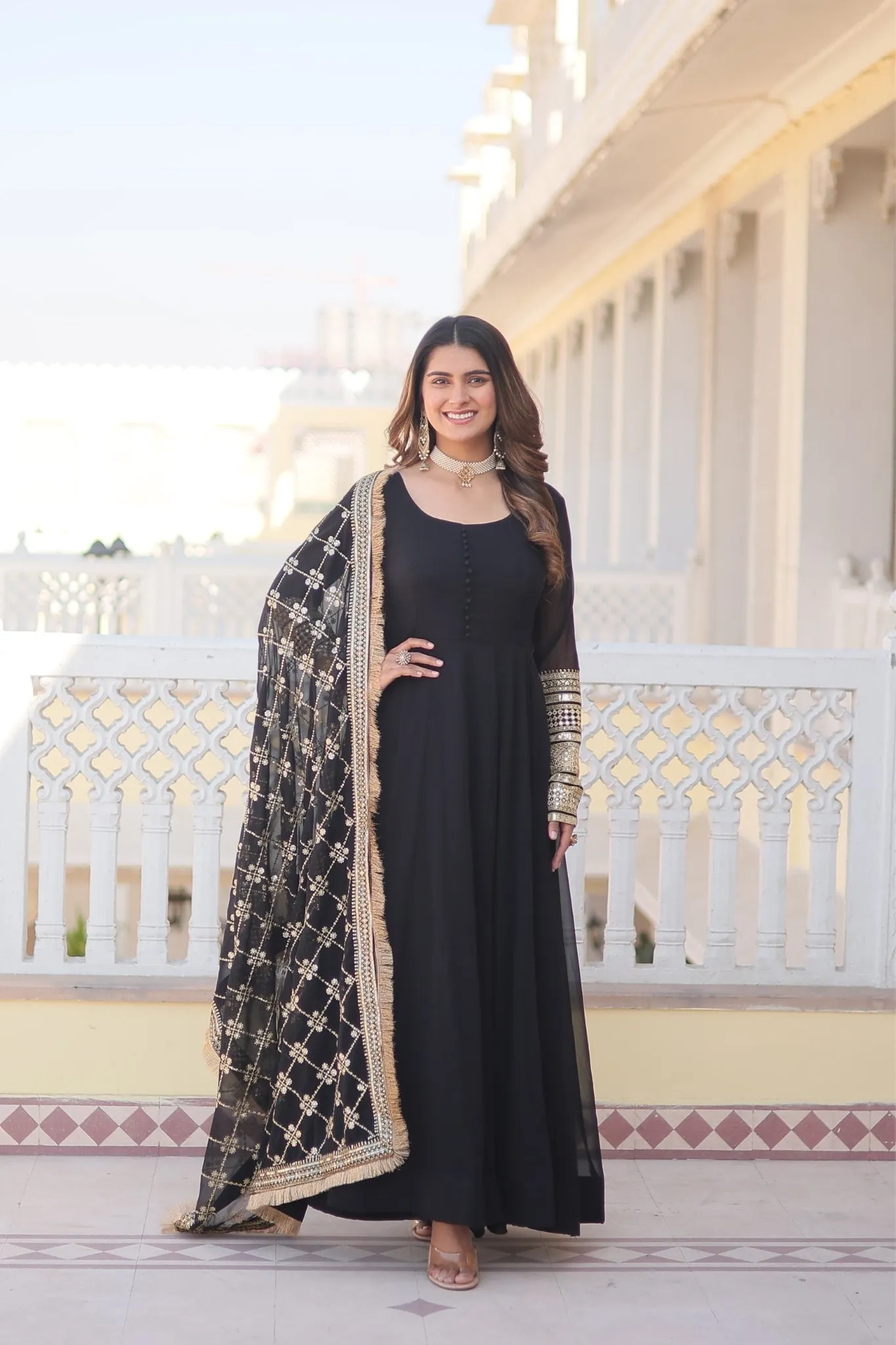 The Perfect Attractive Gown with Dupatta Set