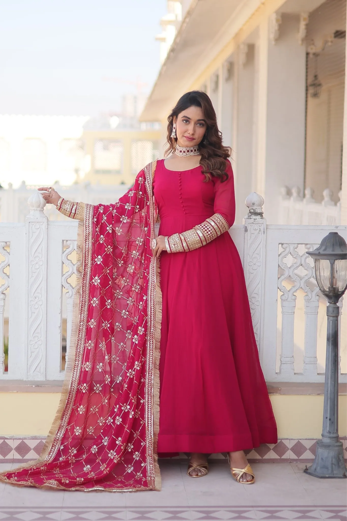 The Perfect Attractive Gown with Dupatta Set