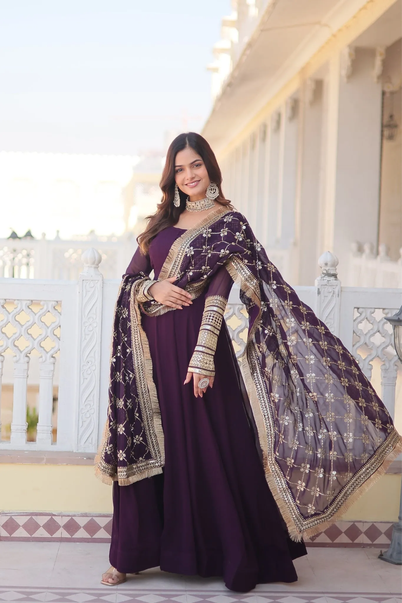 The Perfect Attractive Gown with Dupatta Set