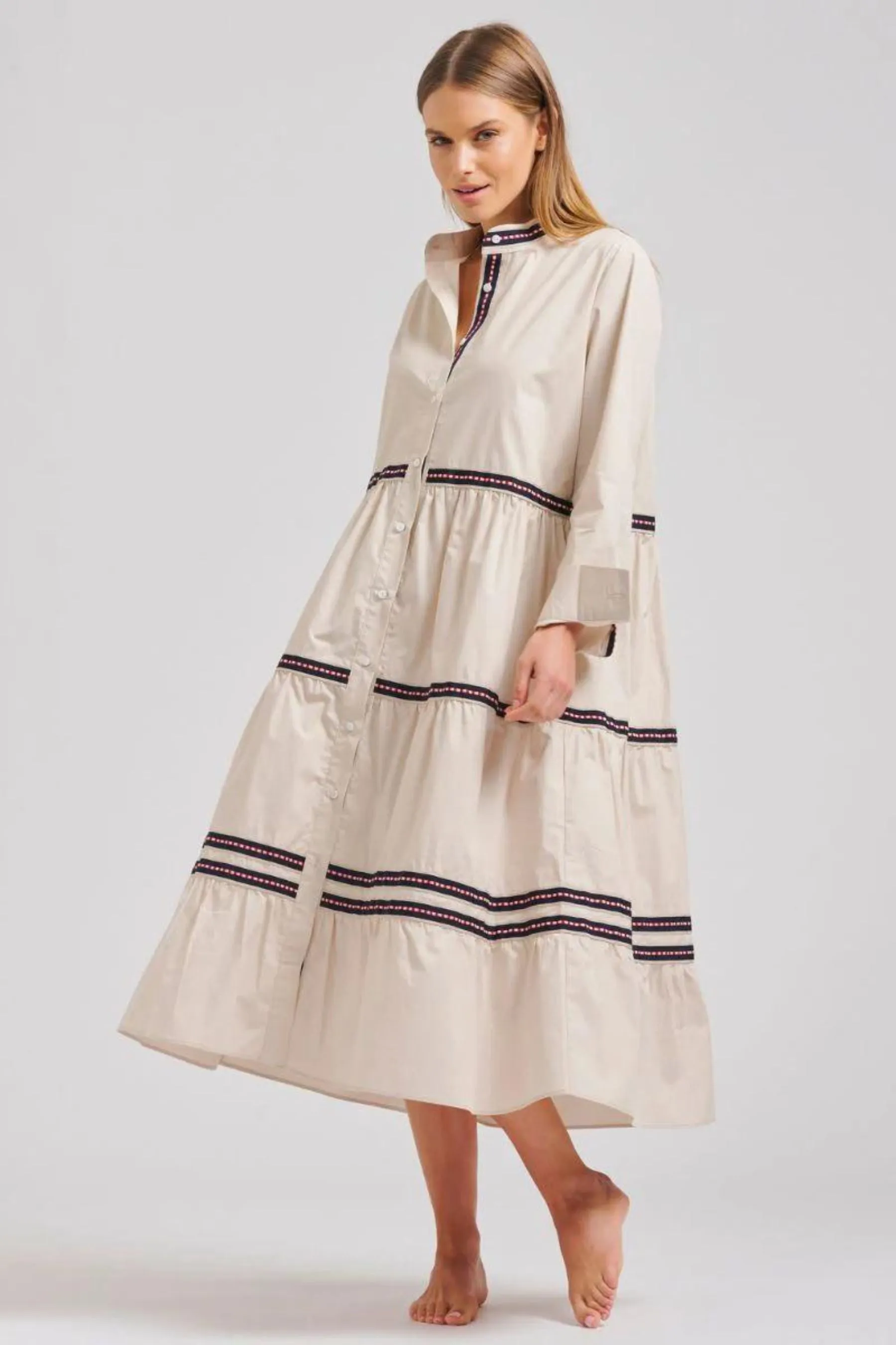 The Sandy Relaxed Tiered Dress | Stone