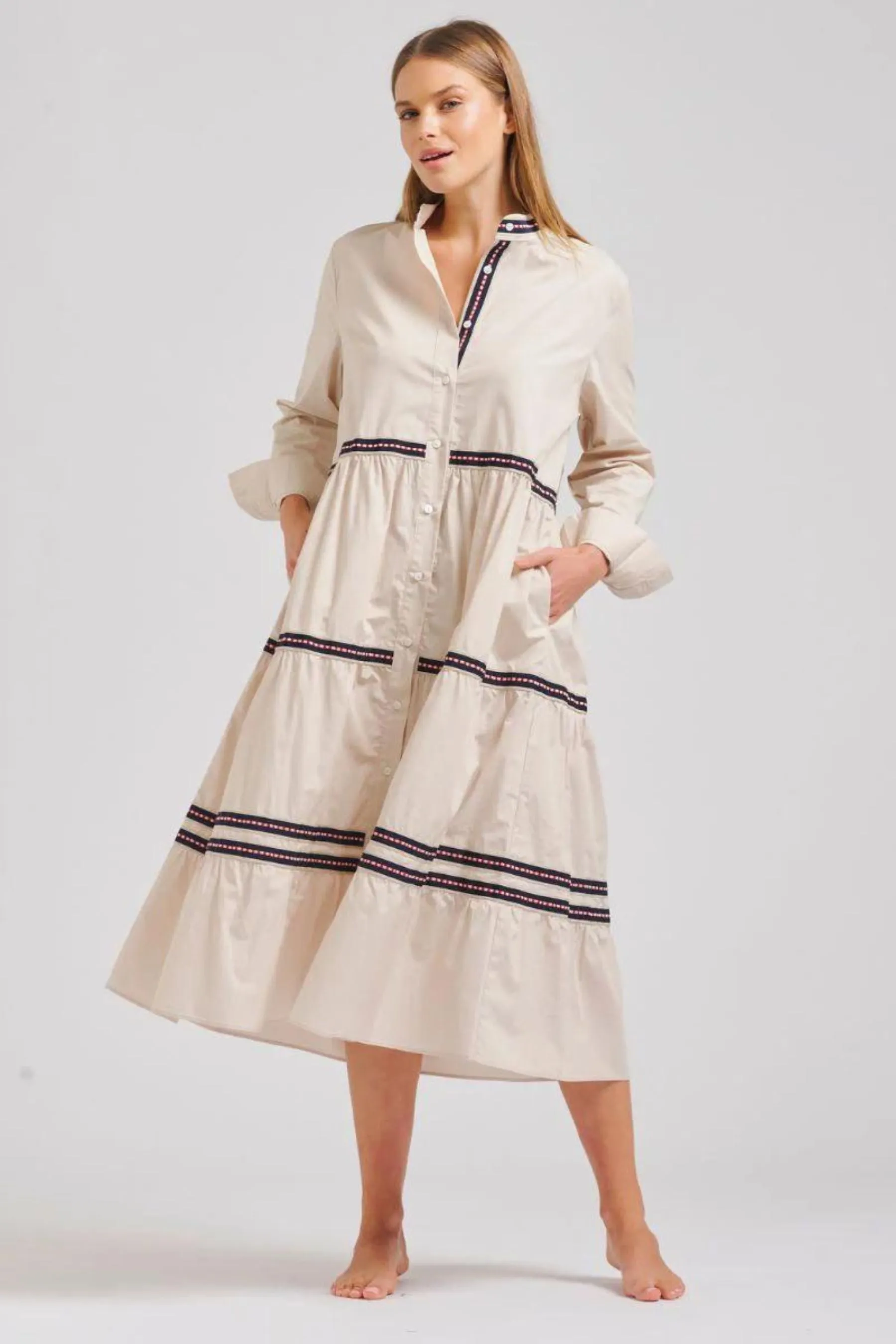 The Sandy Relaxed Tiered Dress | Stone