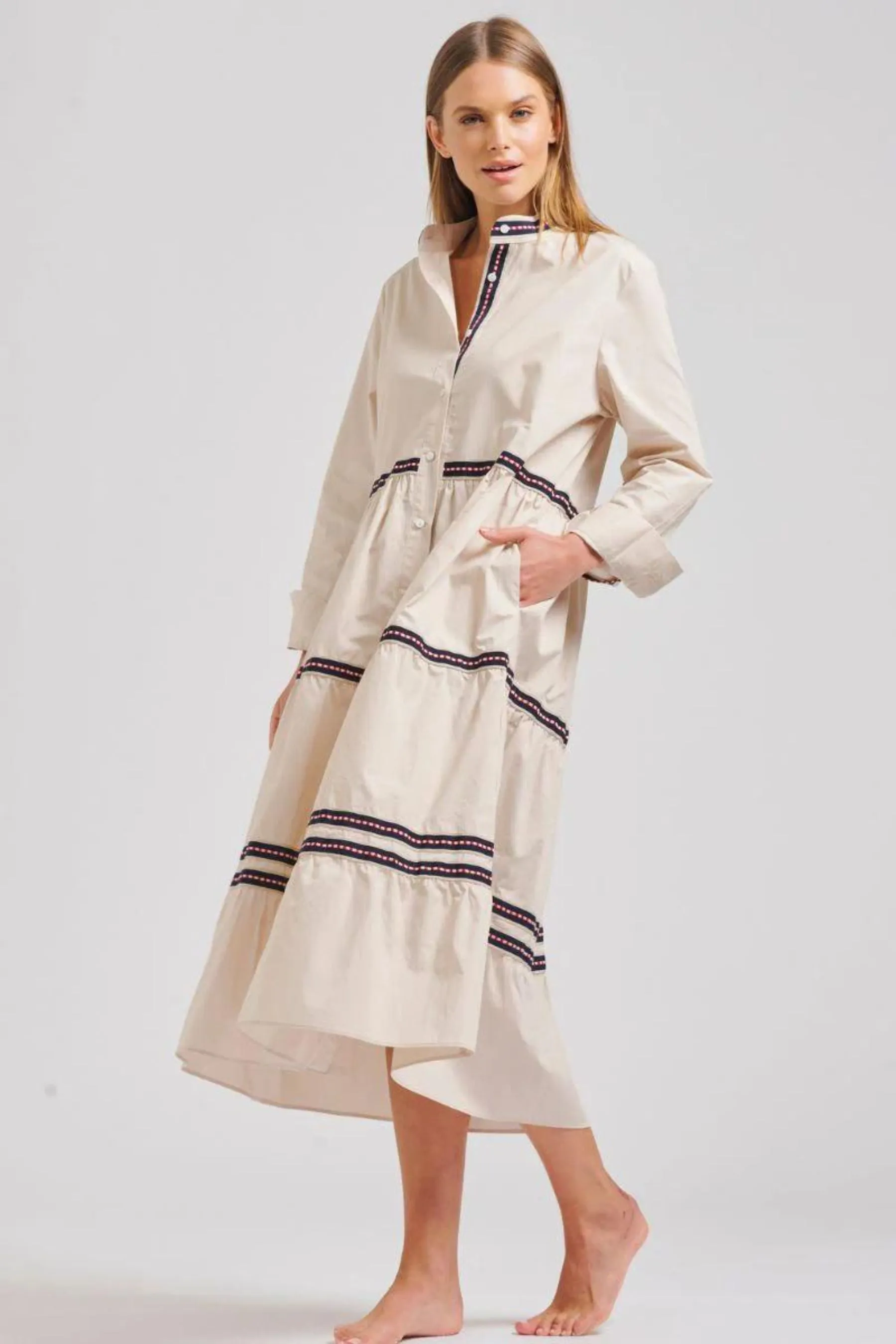 The Sandy Relaxed Tiered Dress | Stone