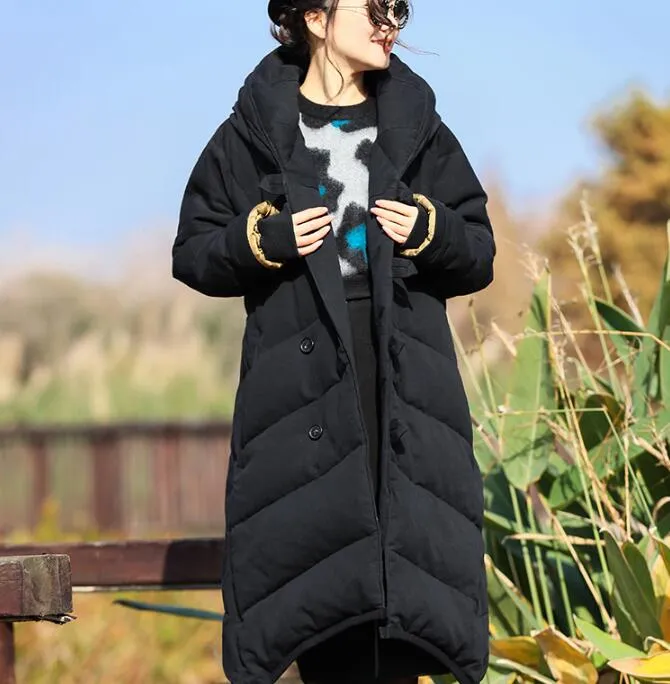 Thick  Long Winter Duck Down Jacket, Hooded Down Jacket Women Plus Size