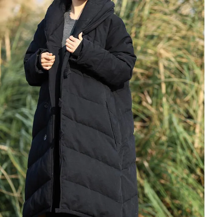 Thick  Long Winter Duck Down Jacket, Hooded Down Jacket Women Plus Size