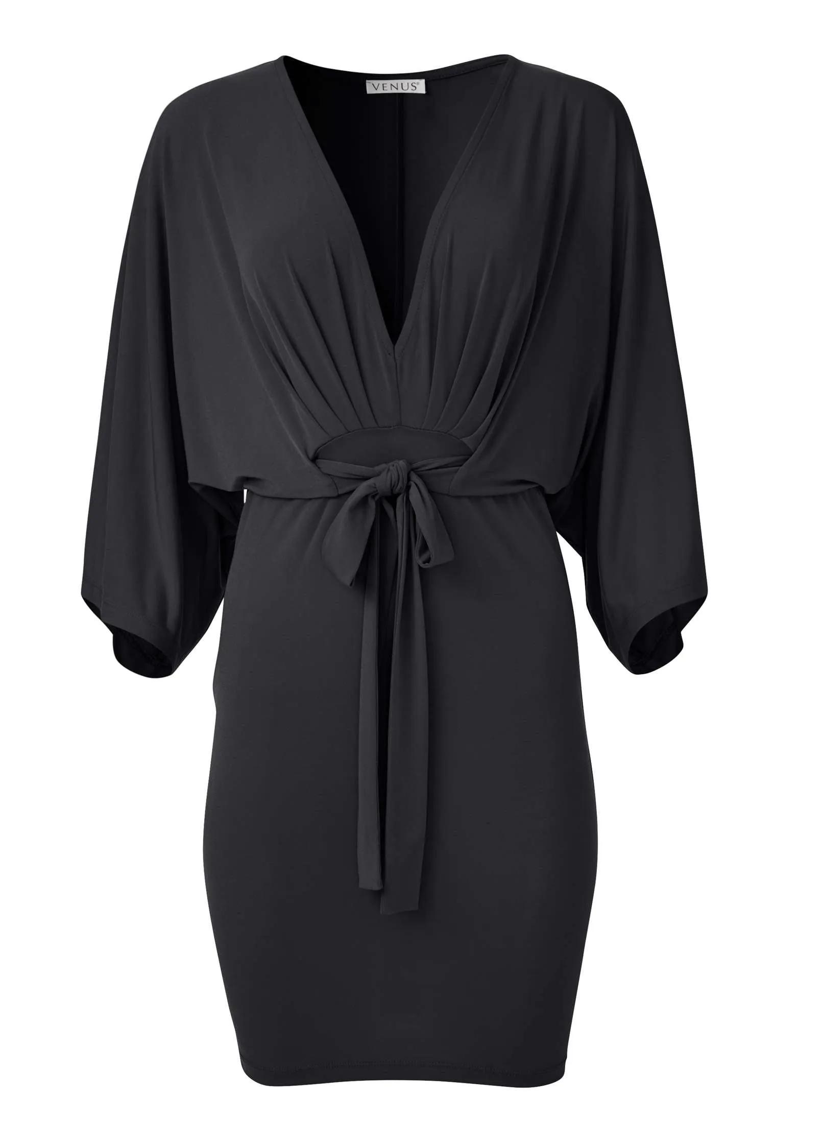 Tie Front Dress - Black