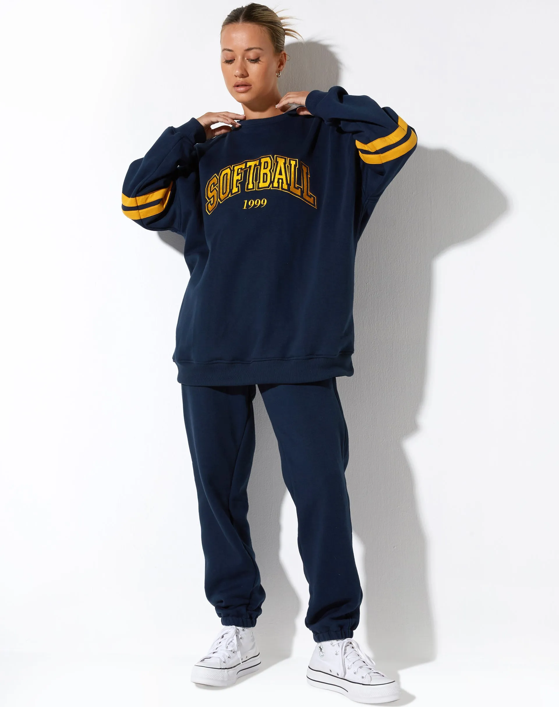 Tim Sweatshirt in Navy Citrus Stripe Football 1999