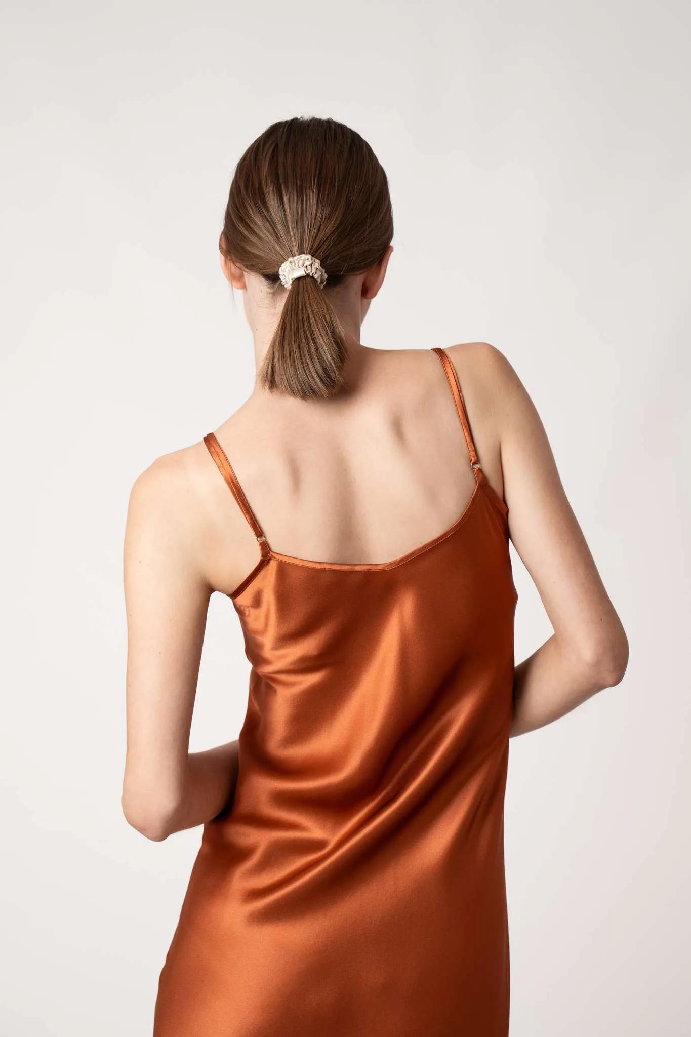 Tuscan Orange Silk Slip Dress