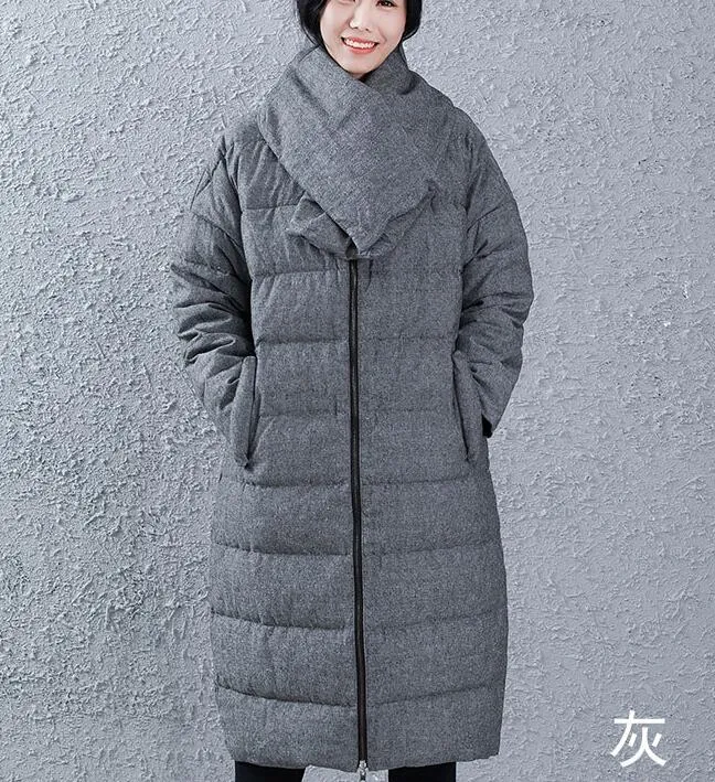 Two Side Wears Women Winter Loose Thick 90% Duck Down Jackets Warm Long Down Coat