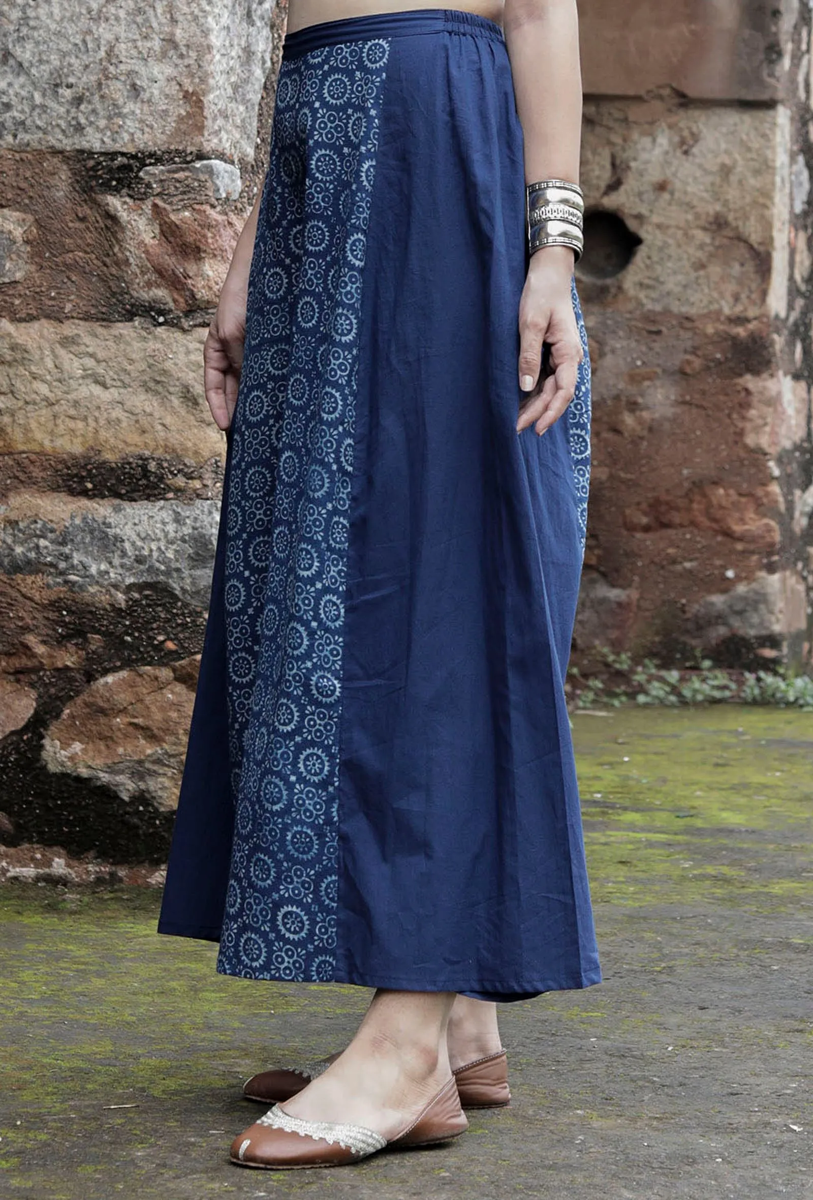 Udita Indigo Solid-Printed Palazzo Pants