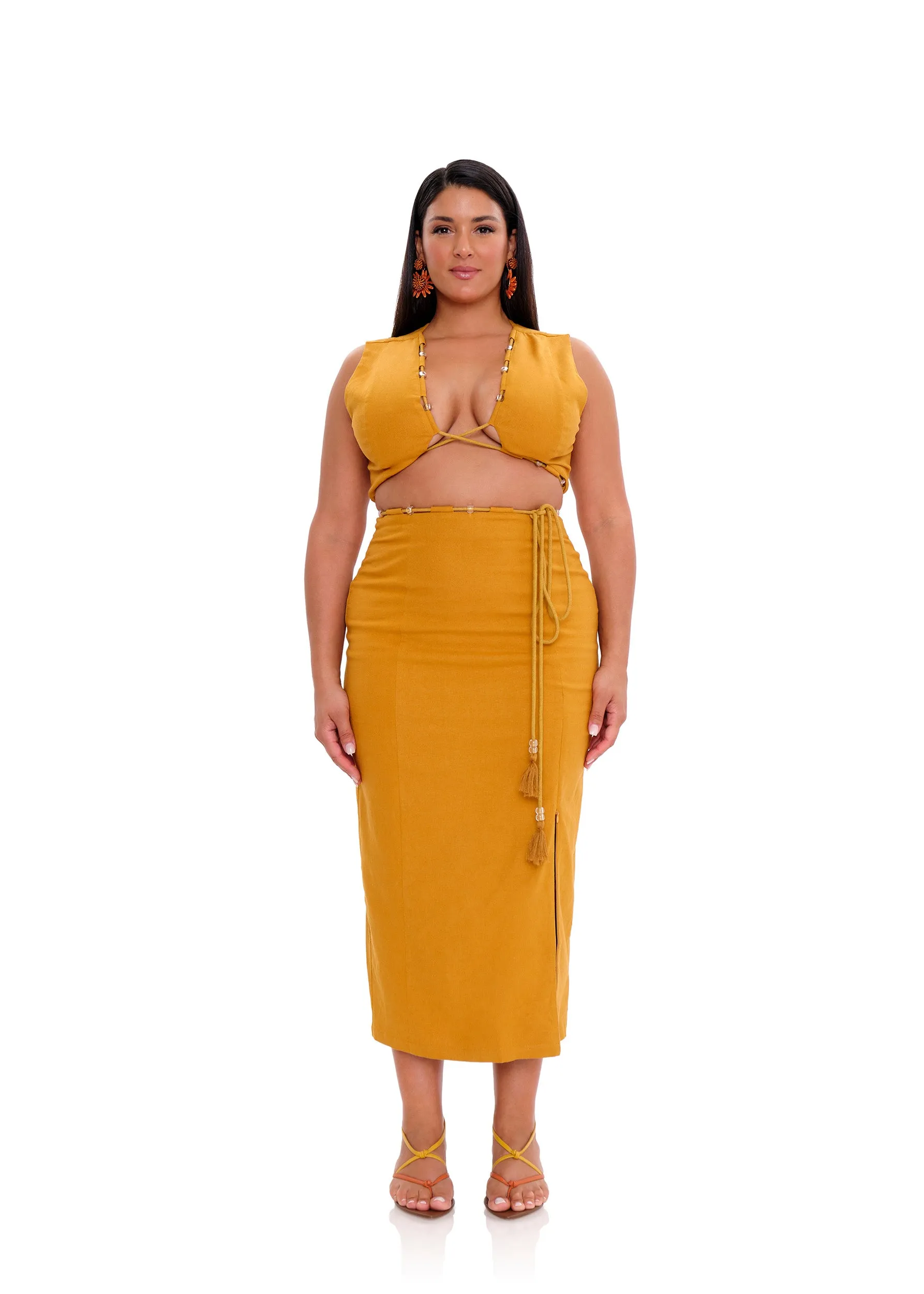 VELA MIDI DRESS - MUSTARD