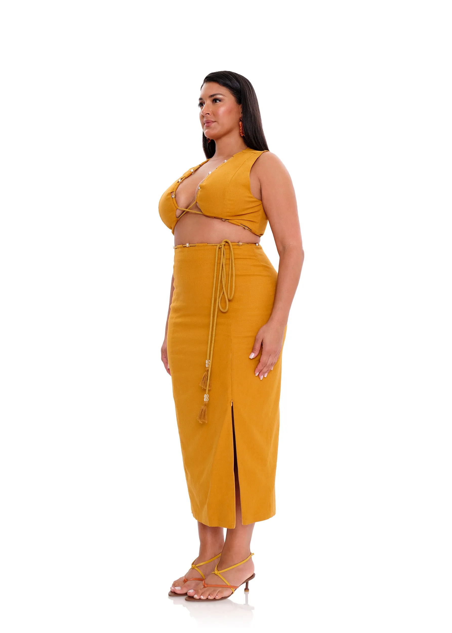 VELA MIDI DRESS - MUSTARD