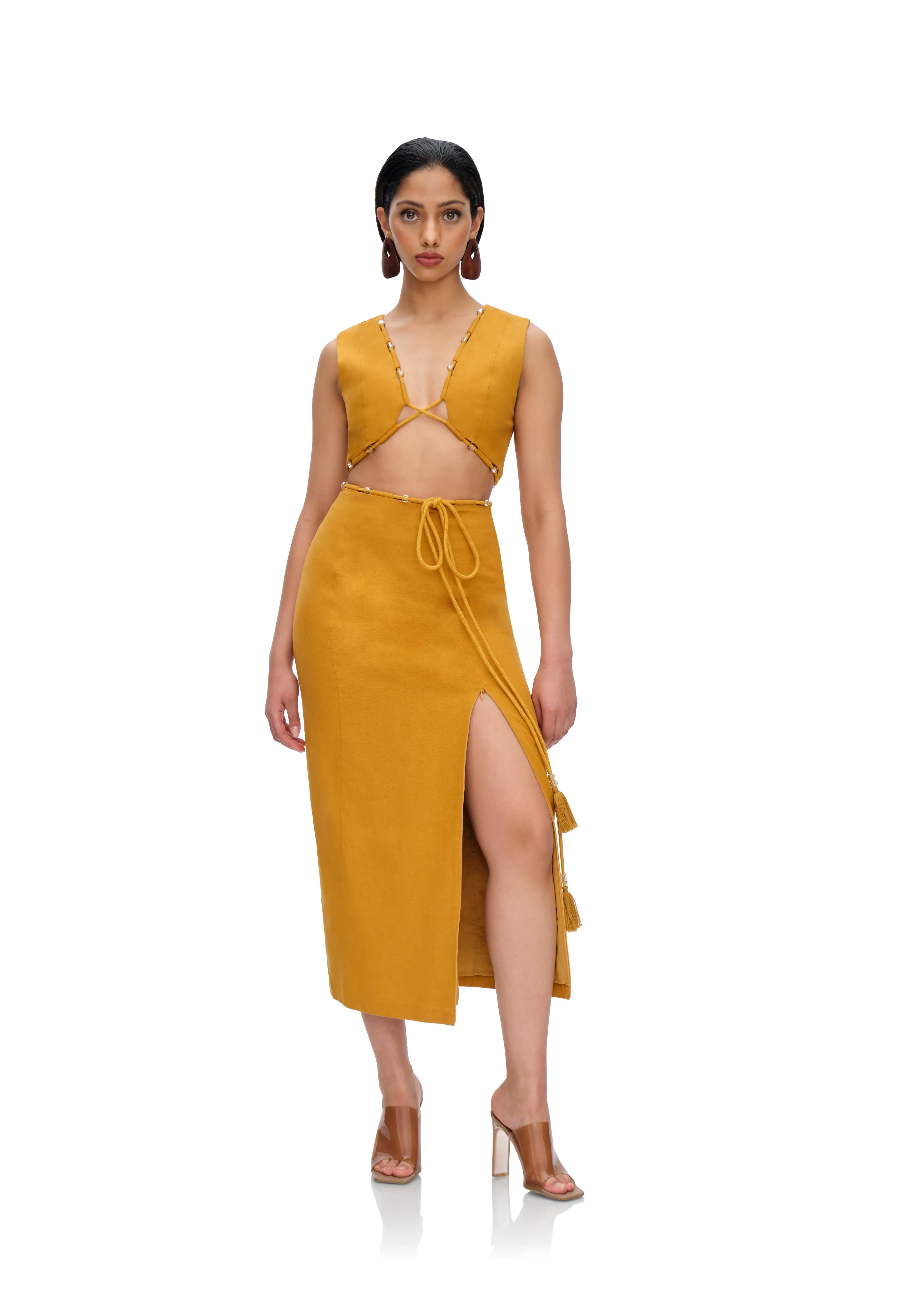 VELA MIDI DRESS - MUSTARD