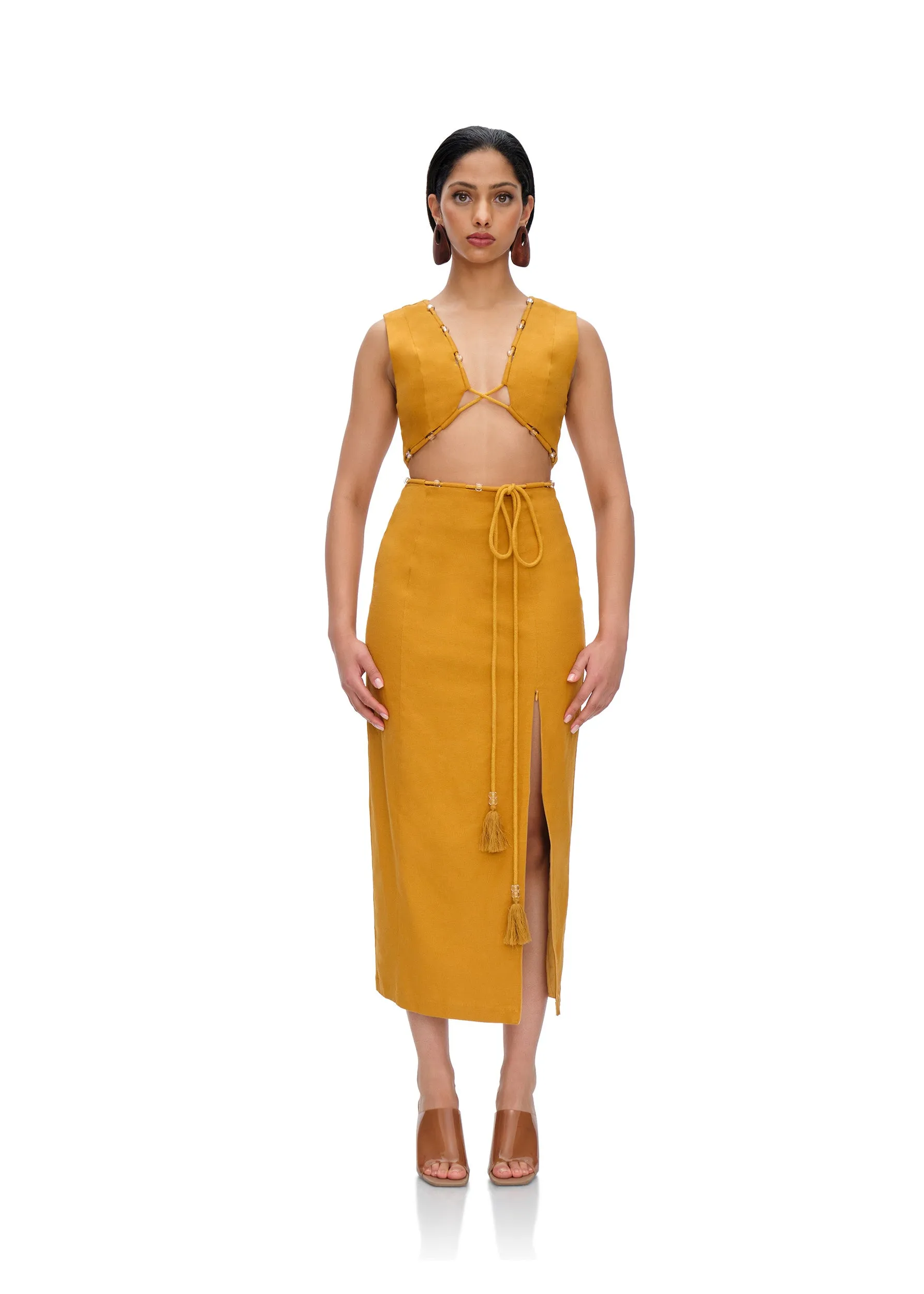 VELA MIDI DRESS - MUSTARD