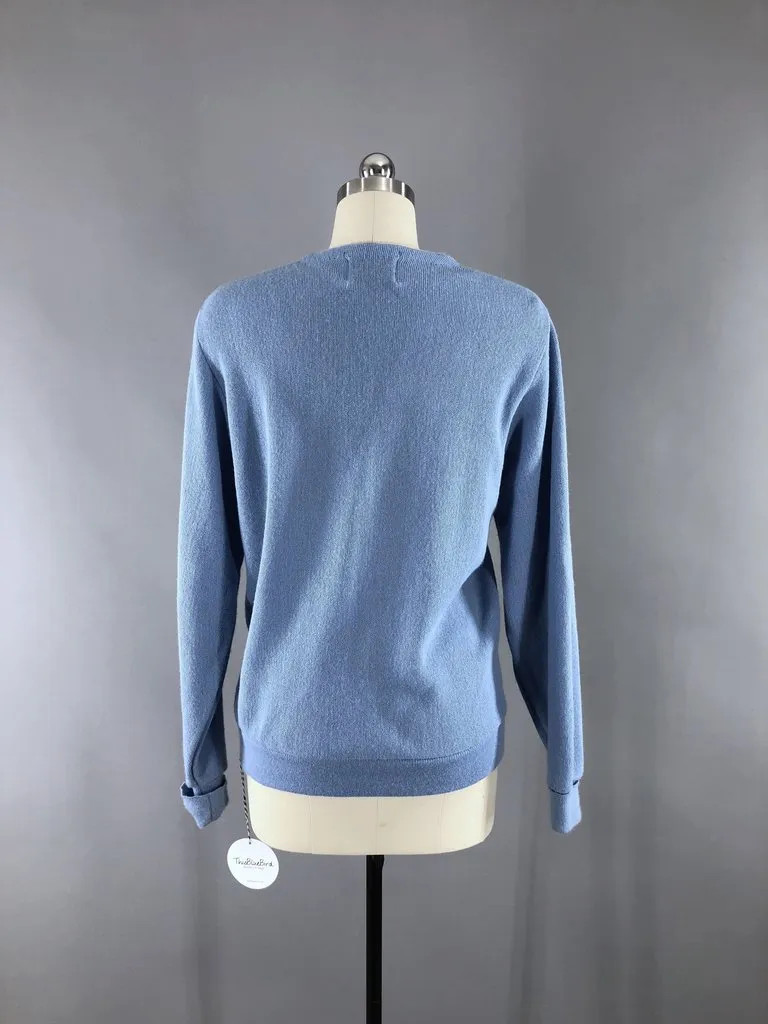 Vintage Dusty Blue Preppy Cardigan Sweater