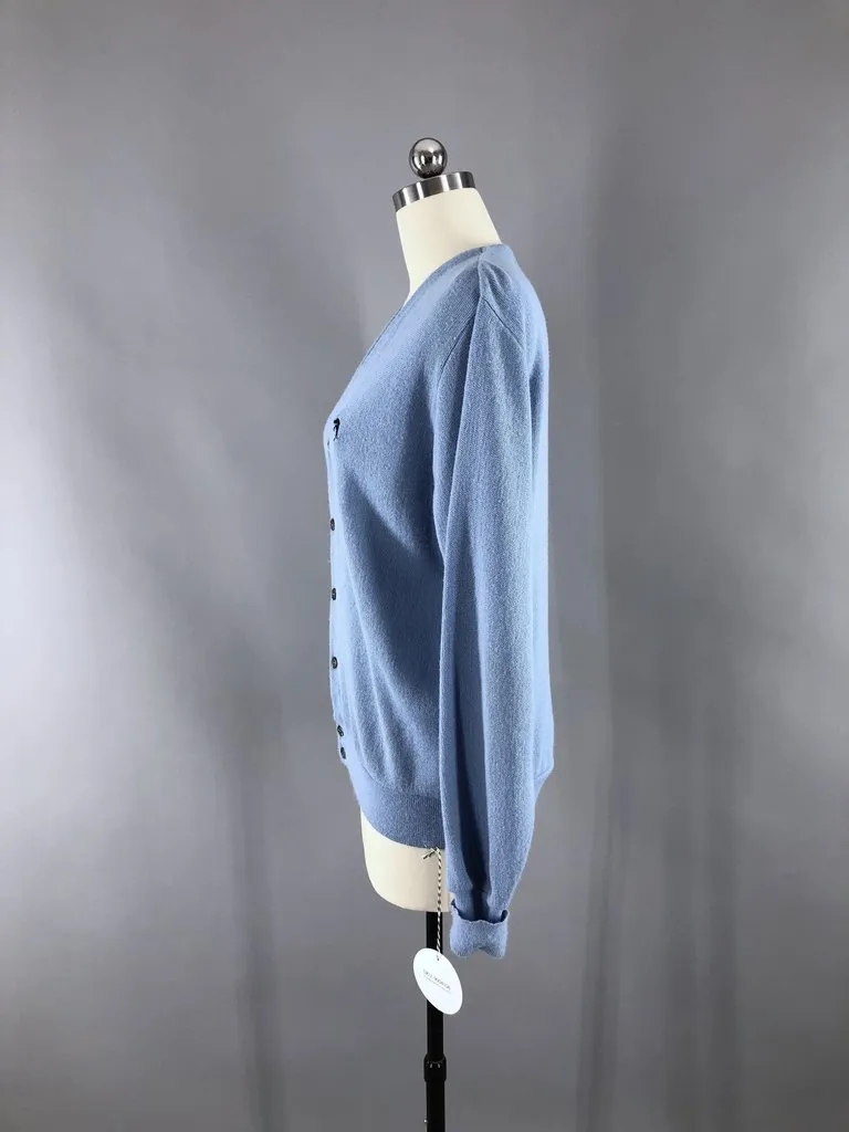 Vintage Dusty Blue Preppy Cardigan Sweater