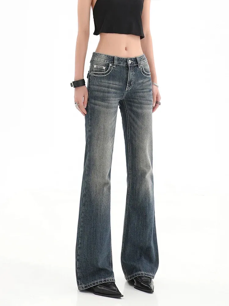 Vintage High Waist Slim Flared Jeans for Summer Street Style