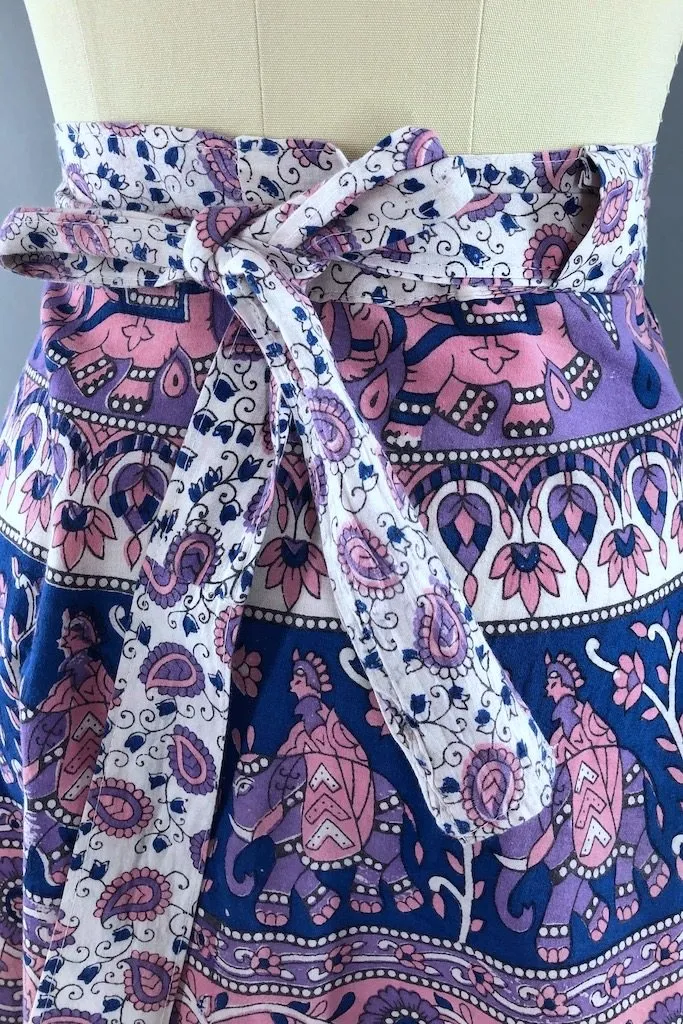 Vintage Pink Indian Block Print Wrap Skirt