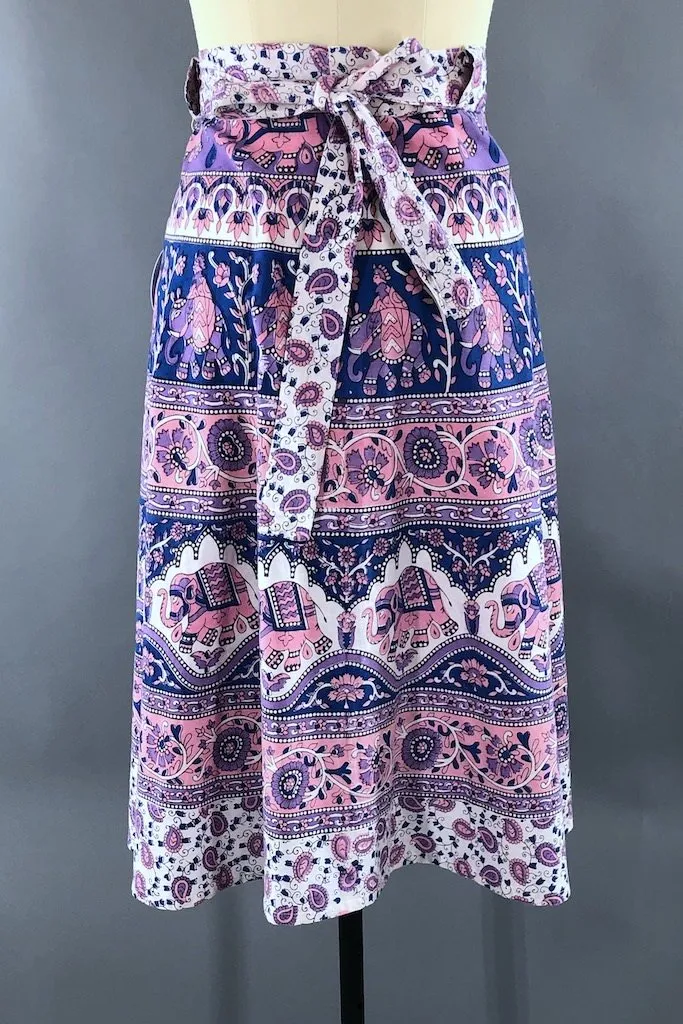 Vintage Pink Indian Block Print Wrap Skirt