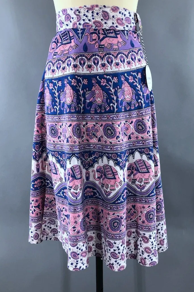 Vintage Pink Indian Block Print Wrap Skirt