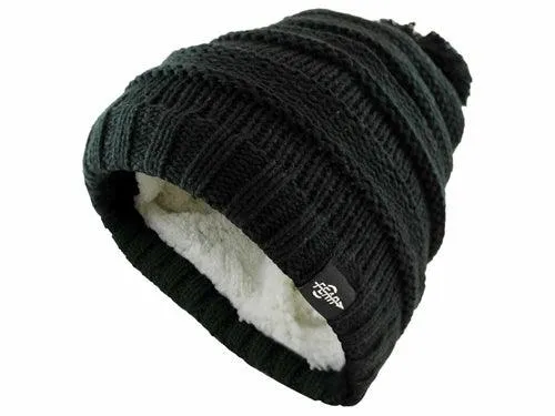 Warmest Plush Insulated Black Beanie Hat Winter Beanies Knitted Warm