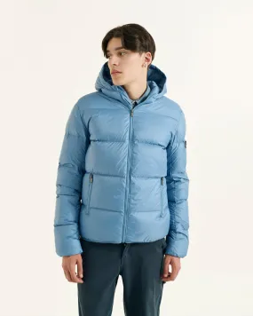 Washed blue Hooded down jacket Java