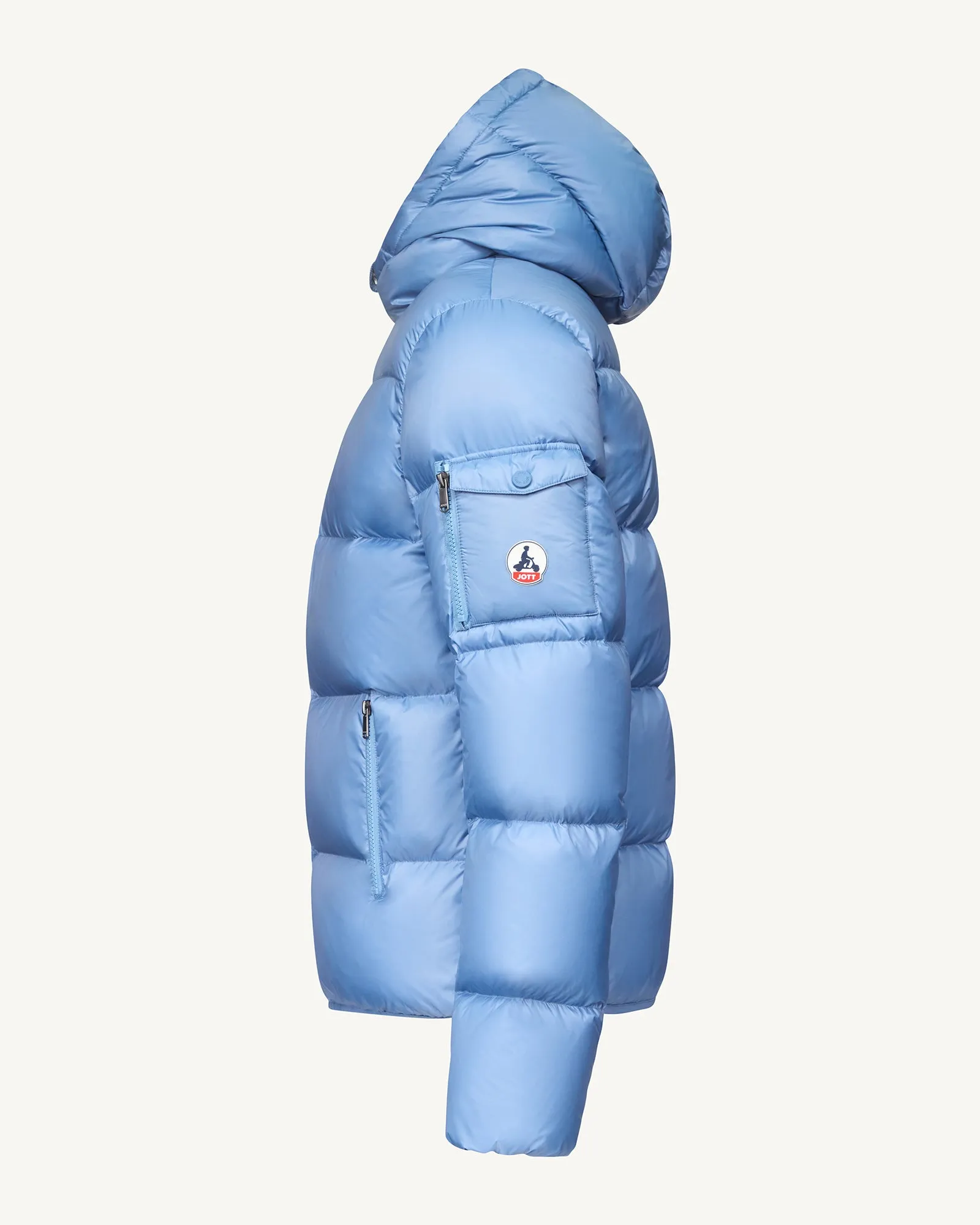 Washed blue Hooded down jacket Java