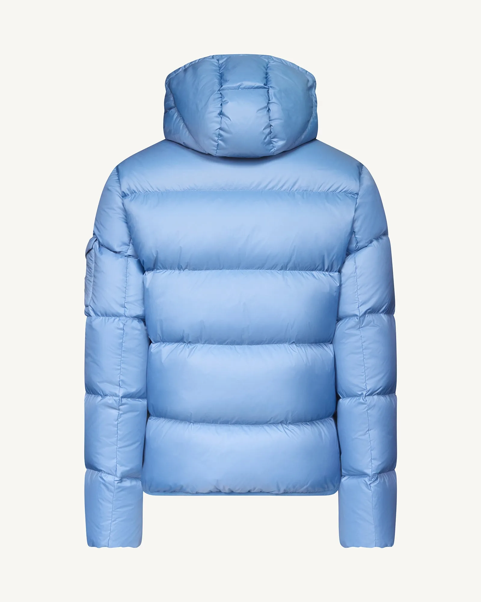 Washed blue Hooded down jacket Java