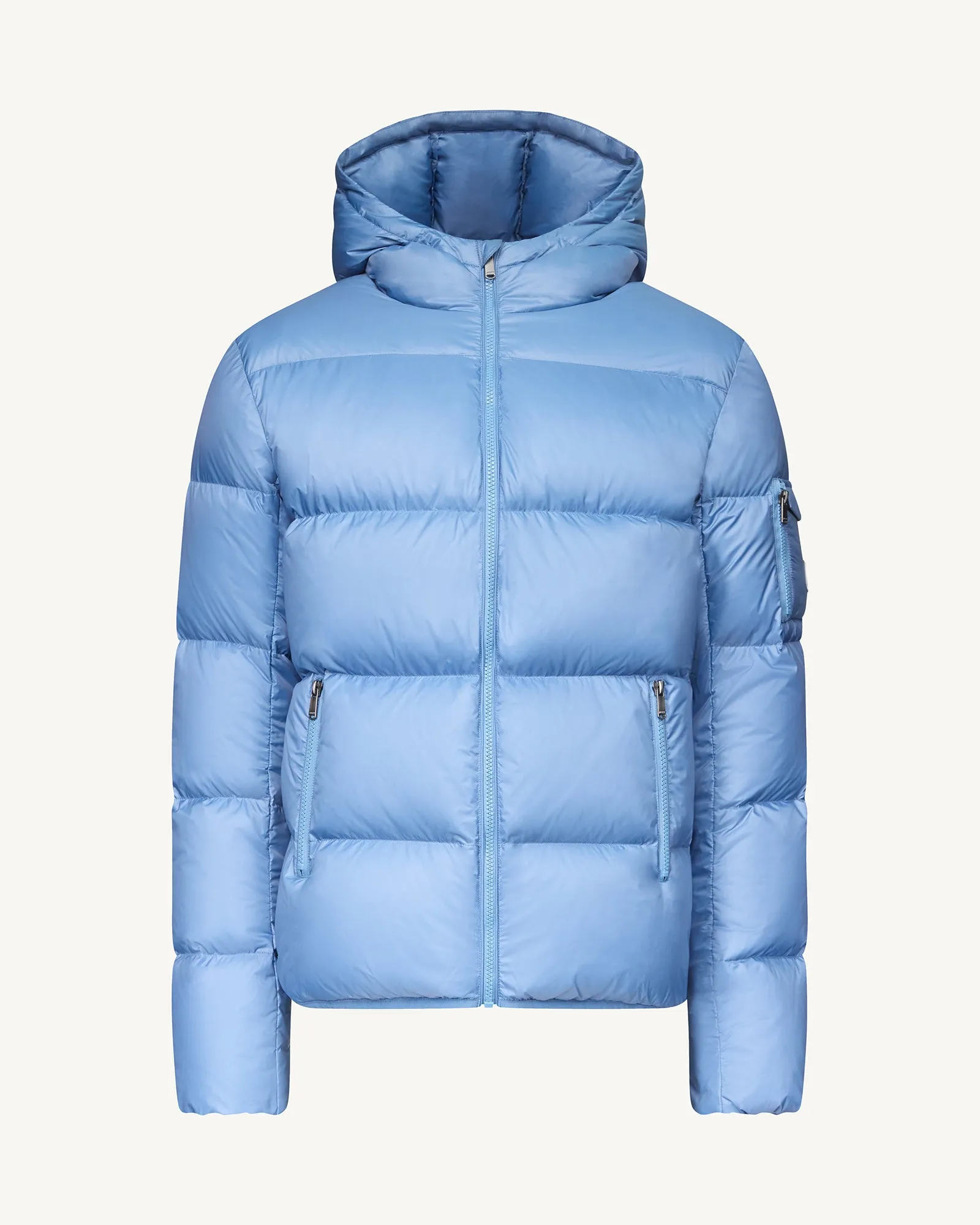 Washed blue Hooded down jacket Java