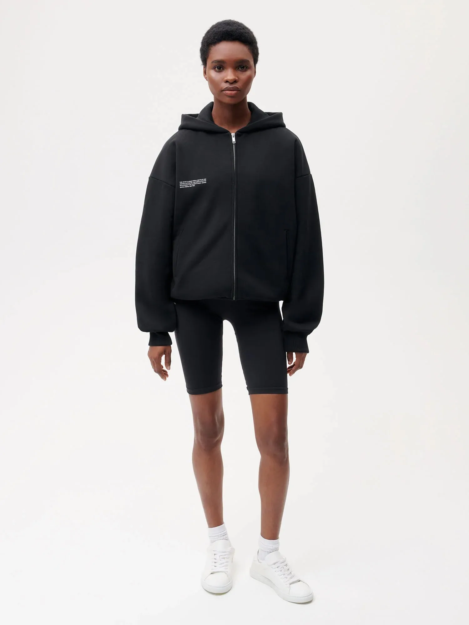 Wide Fit Zipped Hoodie—black