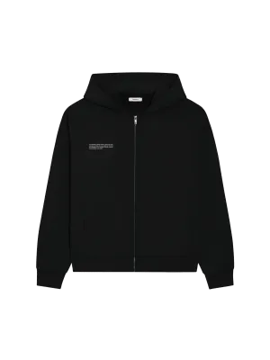 Wide Fit Zipped Hoodie—black