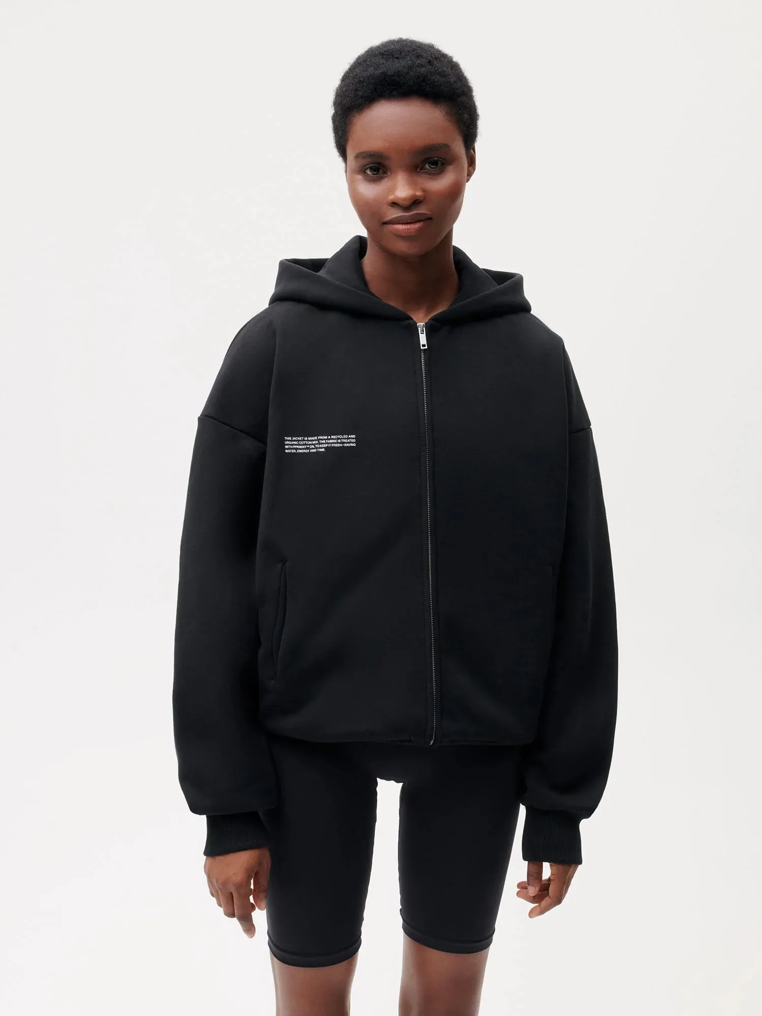 Wide Fit Zipped Hoodie—black