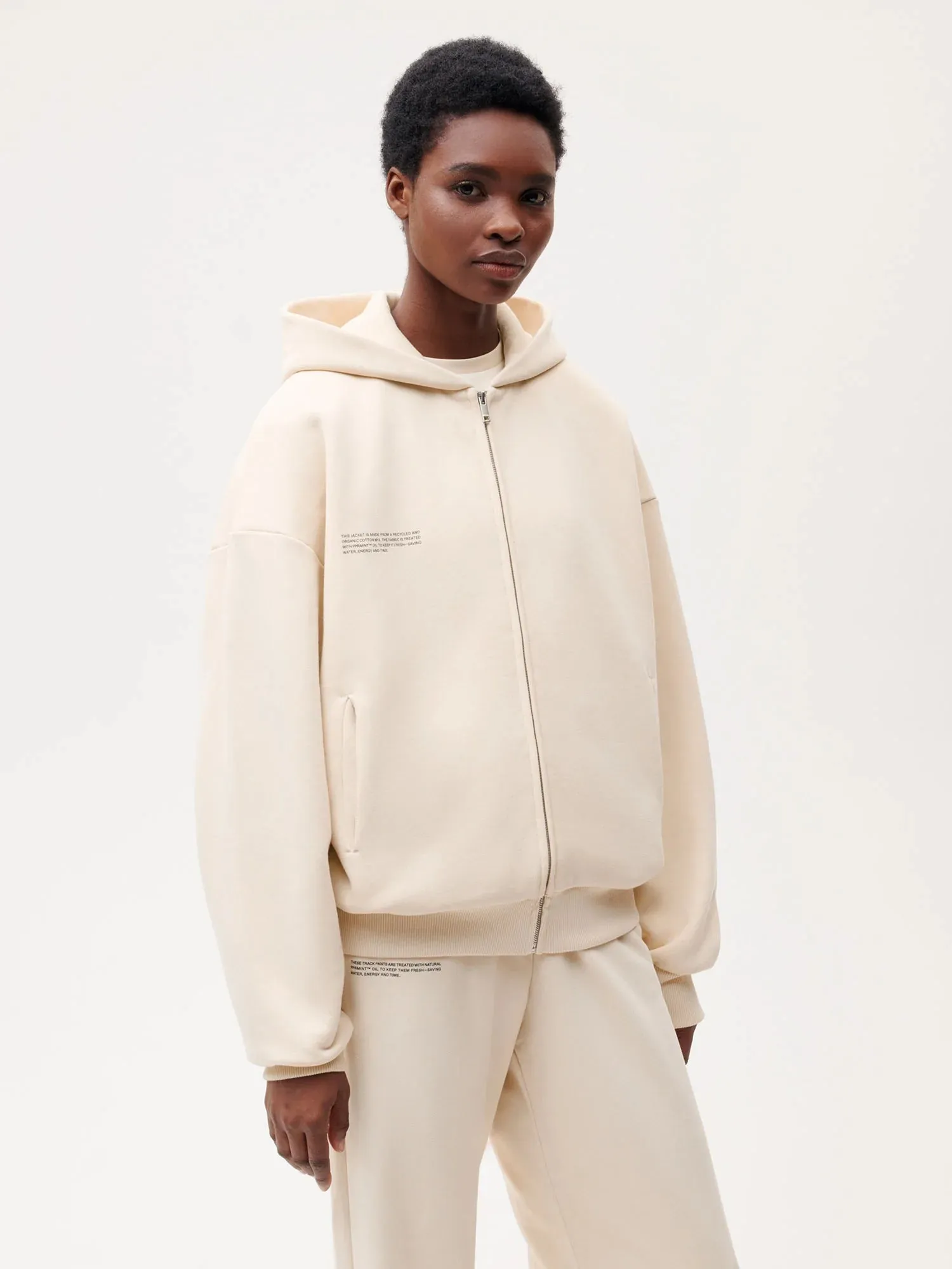 Wide Fit Zipped Hoodie—sand