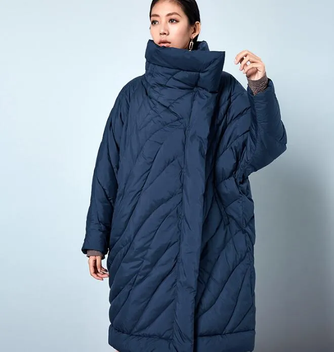 Winter Cloak Loose Duck Down Jackets Cape Long Warm Women Long Down Cloak