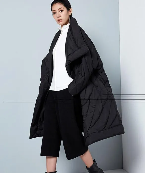 Winter Cloak Loose Duck Down Jackets Cape Long Warm Women Long Down Cloak