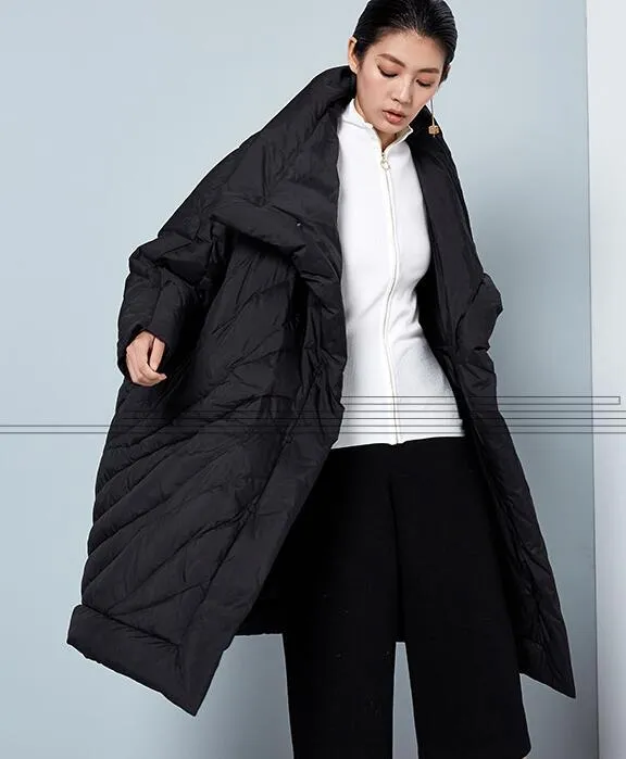 Winter Cloak Loose Duck Down Jackets Cape Long Warm Women Long Down Cloak