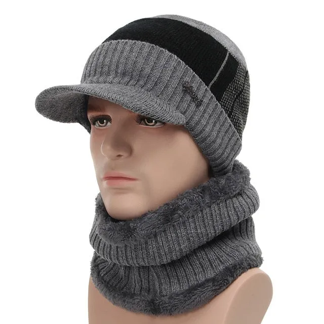 Winter Hats For Men Skullies Beanie Hat Winter Cap Men Women Wool Scarf Caps Set Balaclava Mask Gorras Bonnet Knitted Hat 2020