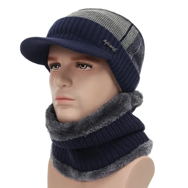 Winter Hats For Men Skullies Beanie Hat Winter Cap Men Women Wool Scarf Caps Set Balaclava Mask Gorras Bonnet Knitted Hat 2020