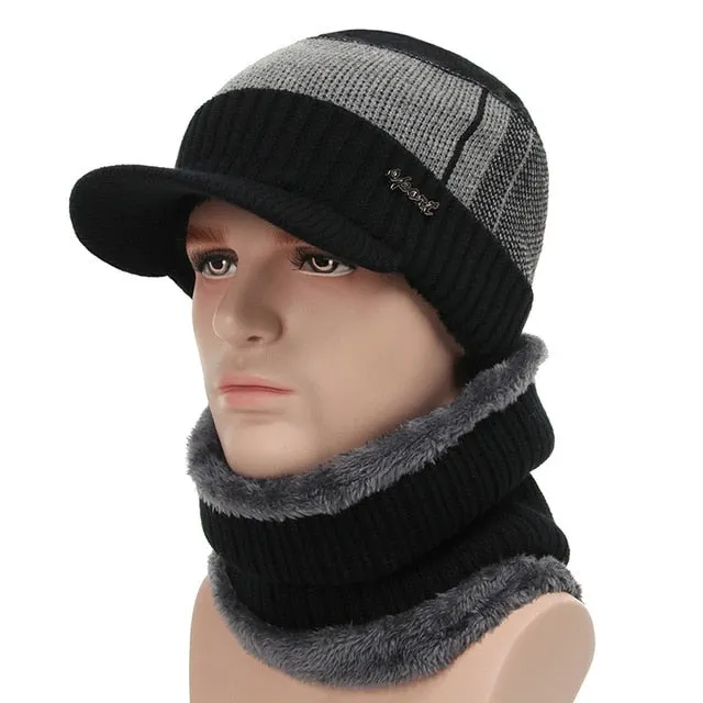 Winter Hats For Men Skullies Beanie Hat Winter Cap Men Women Wool Scarf Caps Set Balaclava Mask Gorras Bonnet Knitted Hat 2020