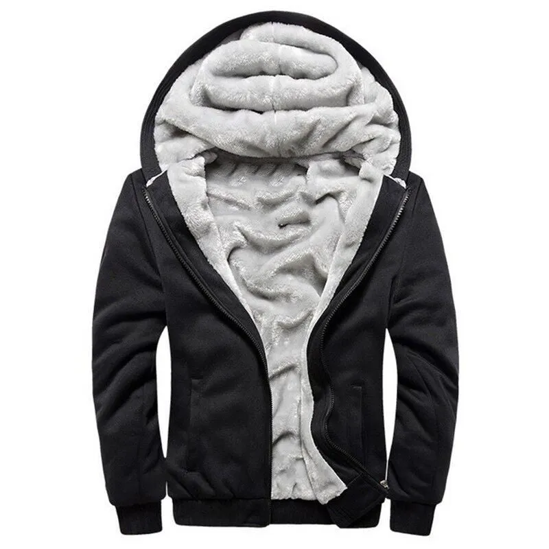 Winter Thick Warm Hooded Bomber Fleece Zipper Jacket Coat