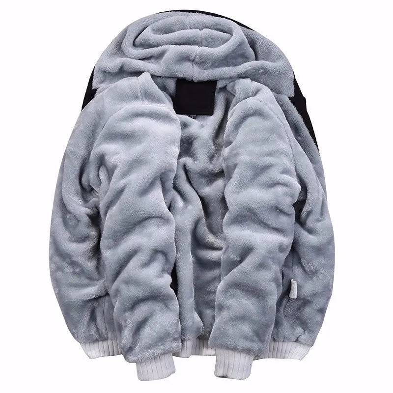 Winter Thick Warm Hooded Bomber Fleece Zipper Jacket Coat