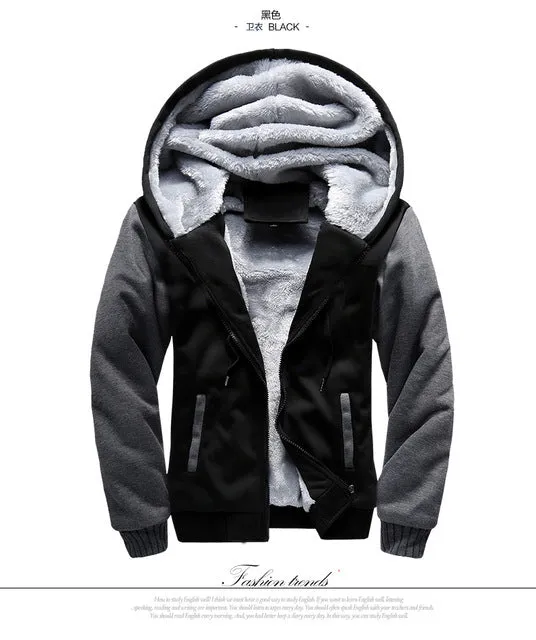 Winter Thick Warm Hooded Bomber Fleece Zipper Jacket Coat