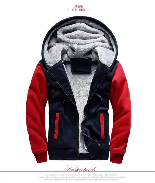 Winter Thick Warm Hooded Bomber Fleece Zipper Jacket Coat