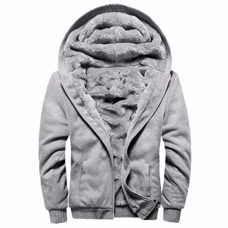 Winter Thick Warm Hooded Bomber Fleece Zipper Jacket Coat